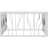  Stolić za kavu srebrni 80x80x40 cm nehrđajući čelik i staklo | shoptok.hr