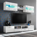  5-dijelni set zidnih TV elemenata LED bijeli visokog sjaja | shoptok.hr