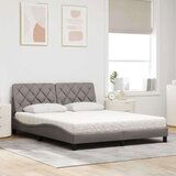  Postelja z vzmetnico taupe 160x200 cm blago | Shoptok.si