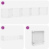 vidaXL Ograda za pse z vrati zložljiva 10 panelov bela 800 cm les | Shoptok.si