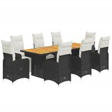 vidaXL vrtna bistro garnitura 9-delna z blazinami črn poli ratan, (21324007) | Shoptok.si