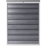 RAU Predalnik s teleskopskimi vodili, višina 1030 mm, predali 1 x 90, 7 x 120 mm, svetlo siva / encijan modra, širina 580 mm | Shoptok.si