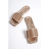 Capone Outfitters Women's Slippers with Capone Stones and Single Strap, Flat Heel.