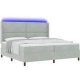 vidaXL Box spring postelja z vzmetnico in LED svetlobo svetlo siva 200x200 cm žamet, (22049520) Cene