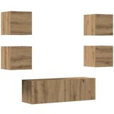 Maison Chic TV omarice - TV enot 5-delna stenski artisan hrast inženirski les, (21701512) Cene