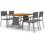  5-dijelni vanjski blagovaonski set od poliratana sivi | shoptok.hr