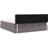 vidaXL Otomanski posteljni okvir z vzmetnicami siv 200x200cm um. usnje | Shoptok.si