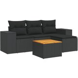 Maison Chic Seti vrtnega pohištva - Vrtna garnitura - Vrtni pohištvo set 5-delna z blazinami črn poli ratan, (21817975) | Shoptok.si
