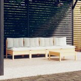  5-dijelna vrtna garnitura od borovine s krem jastucima | shoptok.hr