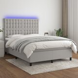 The Living Store Box spring postelja z vzmetnico LED svetlo siva 140x190cm blago - Box Spring Postelja, (21515125) Cene