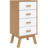 Furnova Nočna omarica OLDEN bela in rjava trdna borovina, (21926147) | Shoptok.si