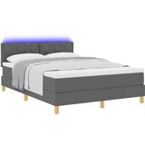vidaXL Postelja s škatlastim vzmetenjem z vzmetnico in LED Temno siva 140x190 cm Tkanina | Shoptok.si