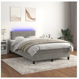  Box spring postelja z vzmetnico LED svetlo siva 120x200cm žamet | Shoptok.si