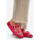 Boto Ladies Slippers With Buckles And Decorative Trimming Fuchsia Visley | ePonuda.com
