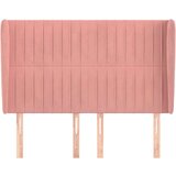  Vzglavje z ušesi roza 147x23x118/128 cm žamet, (20933365) | Shoptok.si
