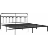  Metalni okvir za krevet s uzglavljem crni 200x200 cm | shoptok.hr