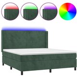  Box spring postelja z vzmetnico LED tem. zelena 180x200cm žamet | Shoptok.si