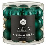 Mica Decorations Božićne kuglice (Zelena, Staklo, Promjer: 2,5 cm, 24 Kom.) | shoptok.hr