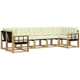 vidaXL Zunanja garnitura za sedenje z blazino 7 pcs Bela in krem, (5000281638) | Shoptok.si