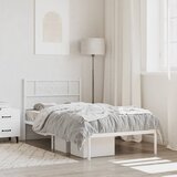 vidaXL Kovinski posteljni okvir z vzglavjem bel 90x190 cm Cene