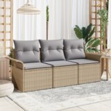 vidaXL set od 3 dijela vrtne sofe s jastučićima bež poli ratana | shoptok.hr