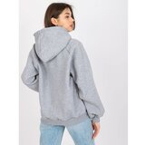 Fashion Hunters Peggy gray melange women's sweatshirt with a hood Cene