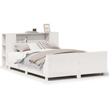  Posteljni okvir brez vzmetnice bel 150x200 cm trdna borovina | Shoptok.si