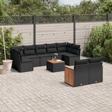 vidaXL 10-dijelni set vrtnih sofa s jastucima crni od poliratana | shoptok.hr