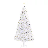 In umjetno božićno drvce s led svjetlima i kuglicama 300 cm bijelo