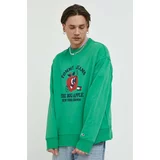 Tommy Jeans Pamučna dukserica za muškarce, boja: zelena, s tiskom