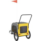 Prikolica za bicikl za pse žuto-siva od tkanine i željeza | shoptok.hr