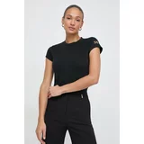 Elisabetta Franchi Bombažna kratka majica ženski, črna barva