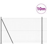 vidaXL varjena žična ograja z 7 flanšnimi stebri siva 1.6x10 m jeklo | Shoptok.si