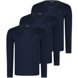 Dewberry TRIPLE SET T8587 V COLLAR MEN'S SWEATSHIRT-LACİVERT-LACİVERT-LACİVERT | Shoptok.si