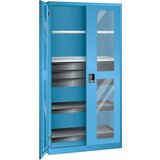 LISTA omara z okenci vxšxg 1950 x 1000 x 580 mm, 2 polici, 2 izvlečni polici in 3 predali, svetlo modra Cene