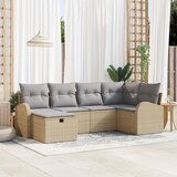 vidaXL 6-delni vrtni kavč z blazinami bež poly rattan | Shoptok.si