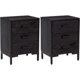  Noćni ormarići 2 kom crni 40 x 30 x 55 cm od masivne borovine | shoptok.hr