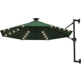  Zidni suncobran s LED svjetlima i metalnom šipkom 300 cm zeleni | shoptok.hr