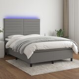 vidaXL Krevet box spring s madracem LED tamnosivi 140x190 cm tkanina Cijene