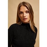 Marisse Black Mock Turtleneck Blouse Decorated With Metallic Thread | Shoptok.si