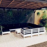  Vrtna sedežna garnitura 12-delna z blazinami bela borovina, (20760760) Cene