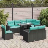  Vrtna garnitura - 9-dijelni set vrtnih sofa s jastucima crni od poliratana bagrem - Crna sa spremištem 1 | shoptok.hr