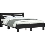  Okvir za krevet s uzglavljem i LED crni 120x190 cm | shoptok.hr