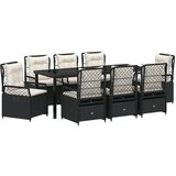 vidaXL 9-dijelni set vrtnih stolova Crni poli ratan | shoptok.hr