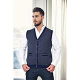 Dewberry 37376 Houndstooth Patterned Mens Knit Vest-NAVY cene