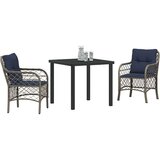  Vrtni set za objed s jastukom 3 pcs Siva i crna Ratan | shoptok.hr