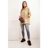 Kesi Włoski Women's cotton checkered shirt with a distressed effect mustard | Shoptok.si