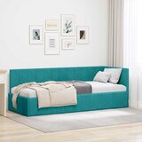vidaXL Kutni okvir kreveta s uzglavljem Tirkizna 80 x 200 cm Baršun | shoptok.hr