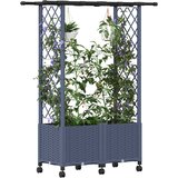  Povišeni krevet s mrežom i krovom Siva 124,5 x 40 x 142 cm PP | shoptok.hr