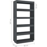 vidaXL knjižna omara za razdelitev prostora siva 80x35x167 cm borovina | Shoptok.si